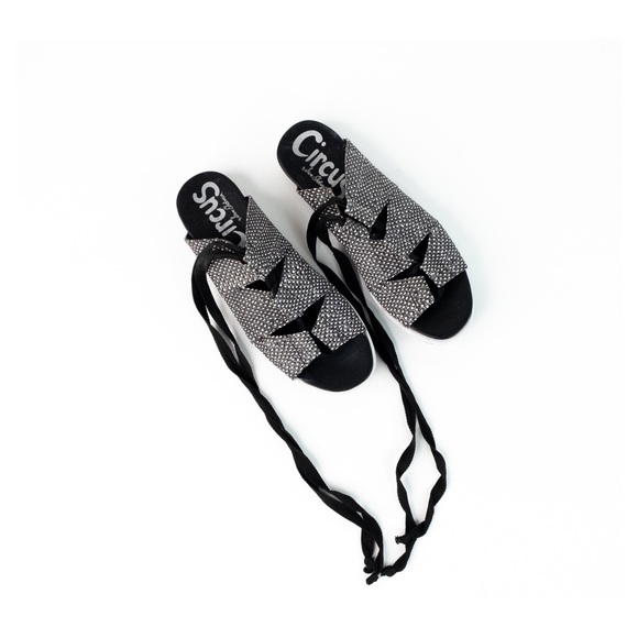 Sam Edelman Black and White Tie Up Sandals - Picture 2 of 2